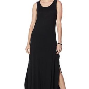 Nina Leonard x-back Maxi dress Black M New!